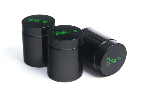 CANNY Glass Stash Jar ā UV Storage Herb Jar and Lid Air-Tight Smell Proof Container Odor Resistant (Black)